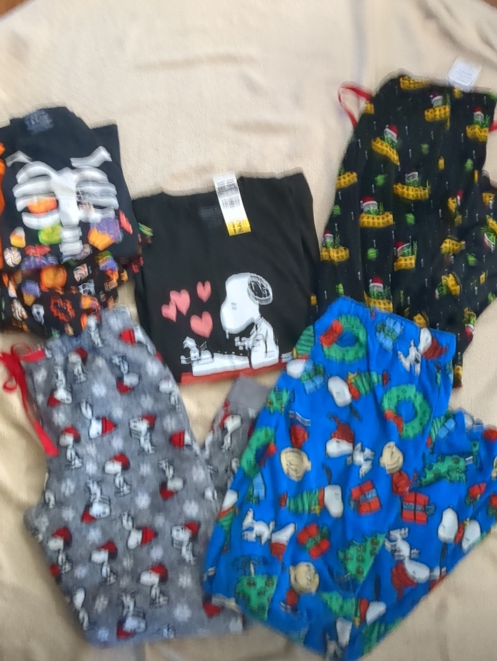 Peanuts Snoopy Pajama Set in Black, Blue, Gray - Bundle